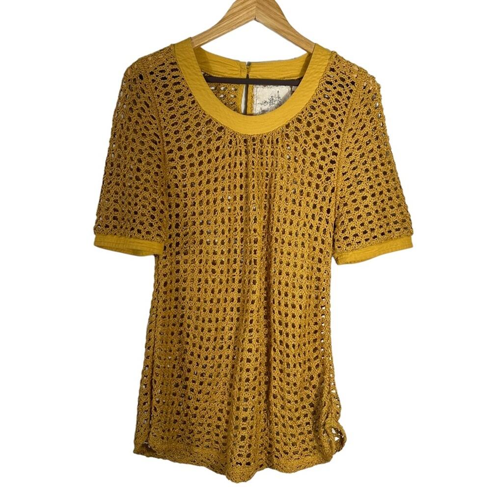 Anthropologie Angel of the North Senoia Crochet Sweater Top Size Small - Picture 2 of 9